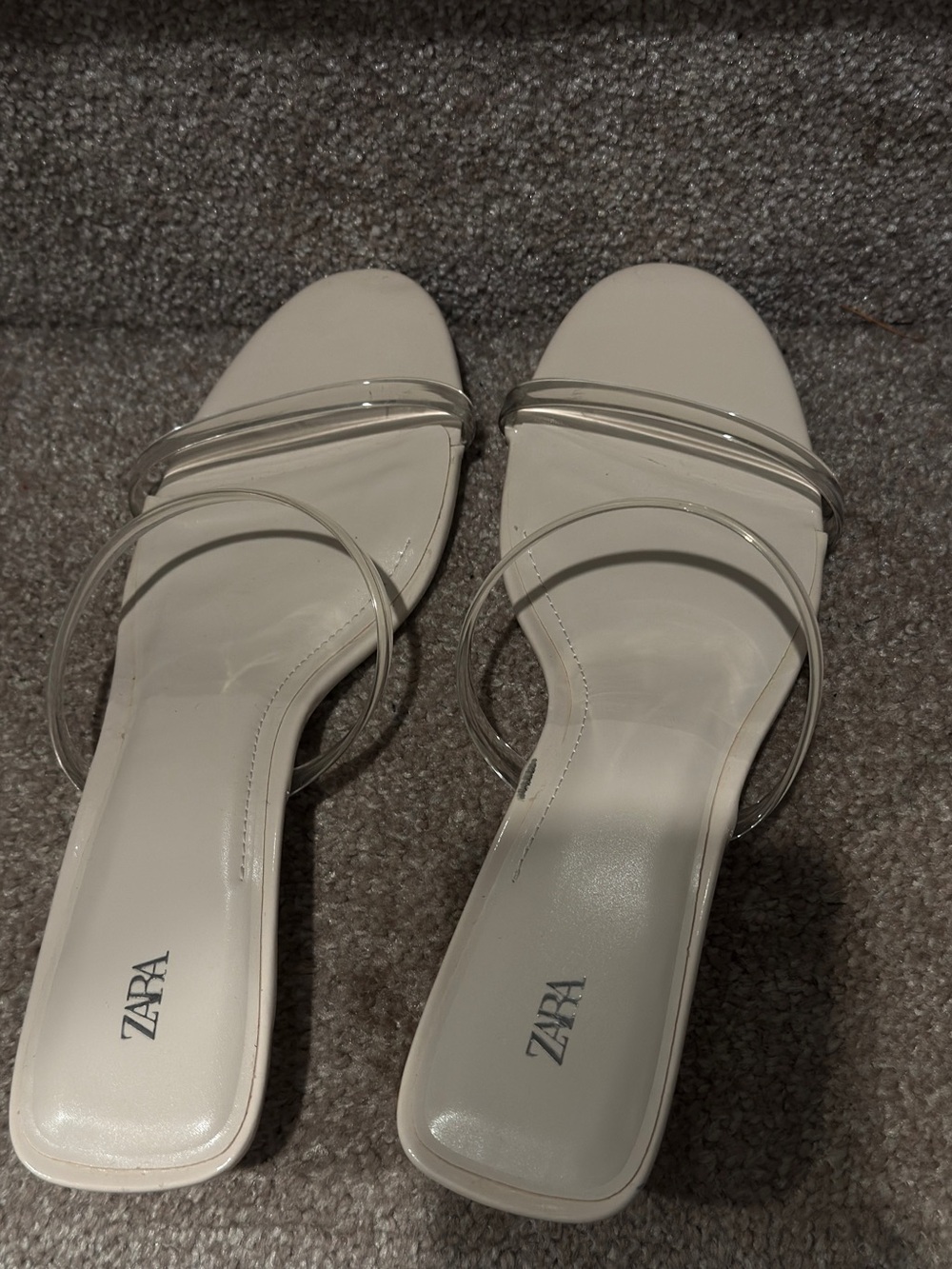 Zara White Slide Sandals with Clear PVC Straps
